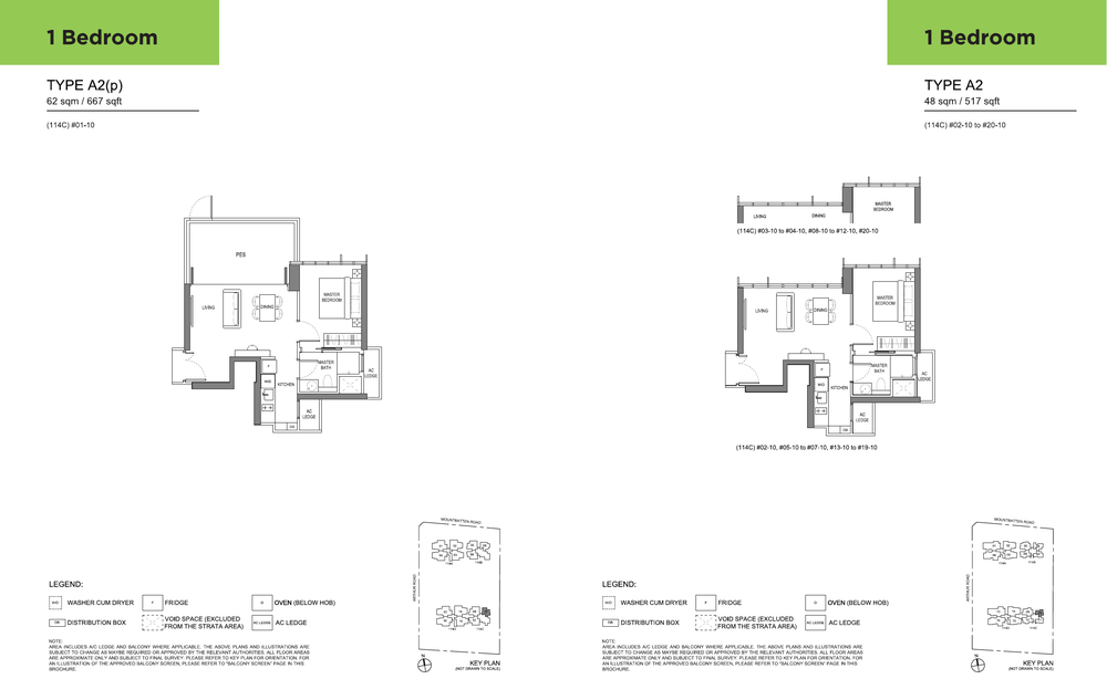 1-Bedroom, Types A2(p) and A2