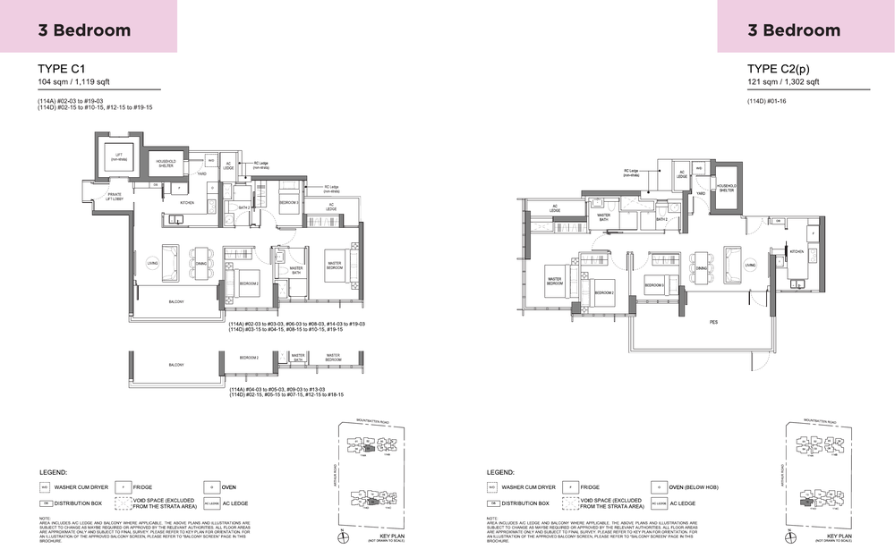 3-Bedroom, Types C1 and C2(p)